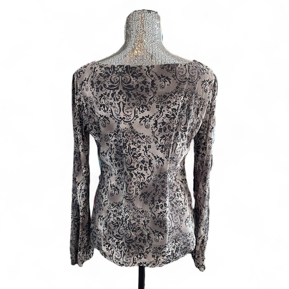 Vintage Y2K Mesh Floral Fairy Grunge Whimsigoth Babydoll Top Brown Large - Picture 2 of 6